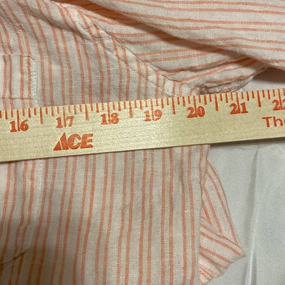 GAP Boyfriend Fit Linen Button-Down Shirt – Peach Stripe – Size M - Picture 6 of 7